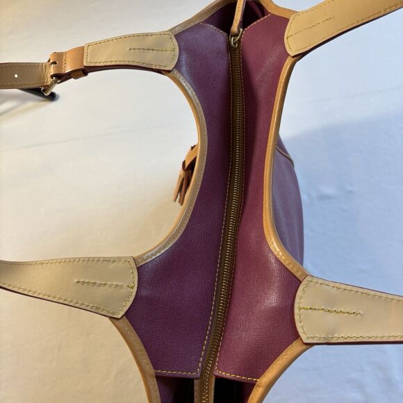 NEW Dooney & Bourke Shoulder Violet Saffiano Leather Satchel & Wallet Bag Tote - Picture 7 of 16